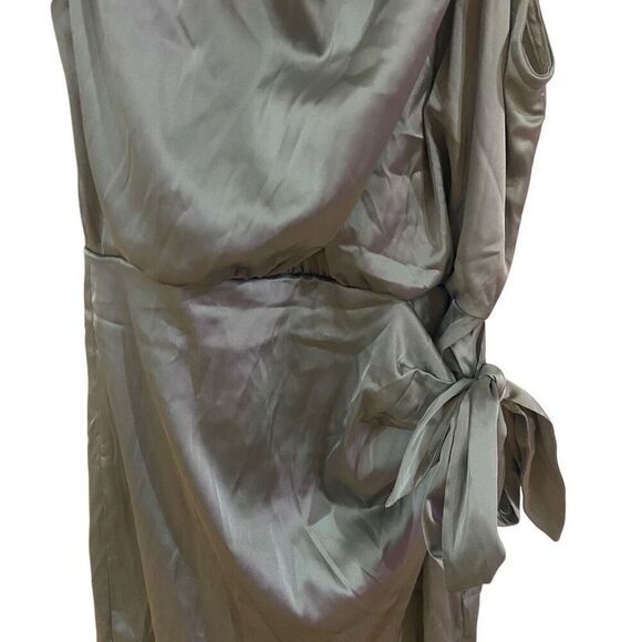 Zesica NWT green sleeveless dress faux wrap small - Picture 2 of 7